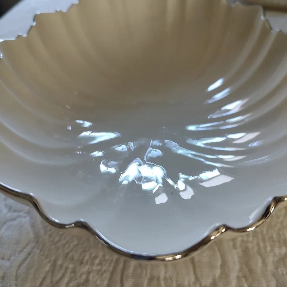 Vintage Lenox China Symphony Scalloped Centerpiece Oval Bowl w/Platinum Trim - Picture 3 of 4